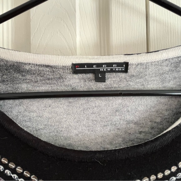 Pierri New York Black and White Embellished Sweater - Picture 3 of 6
